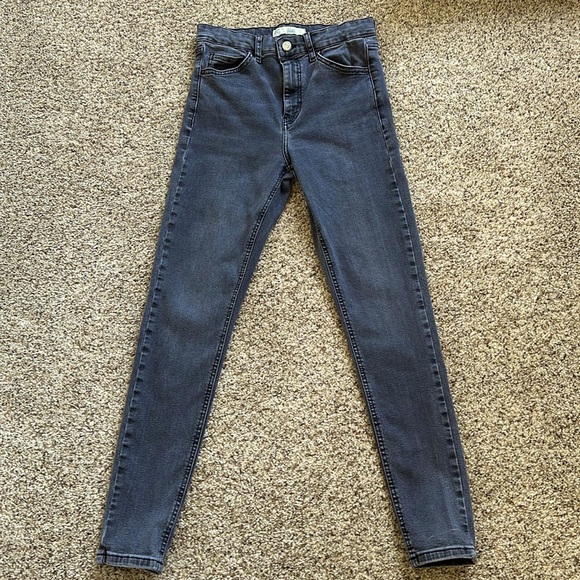 Topshop Moto Jamie Skinny Stretchy Jeans In Gray Waist 28 Length 32 - Picture 1 of 8